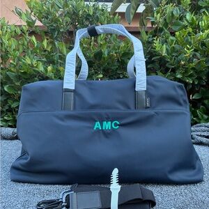 AWAY Nylon Duffel Bag Weekender Carry On Travel Bag PERSONALIZED Blue NWOT